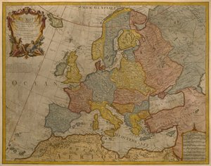 Karta över Europa, publicerad 1700, Paris (färgstick)